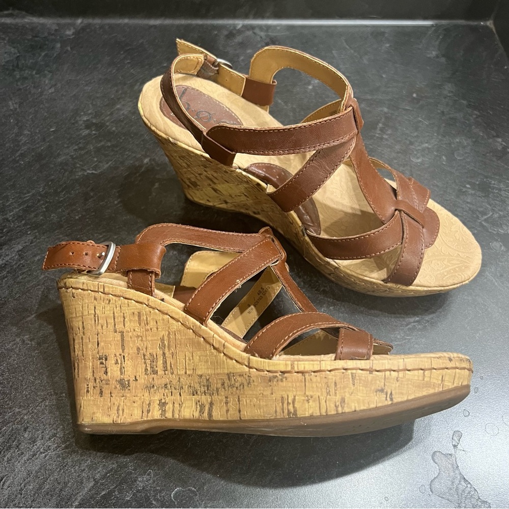 Born BOC Brown Wedge Strap Sandals Wm 9 summer dress